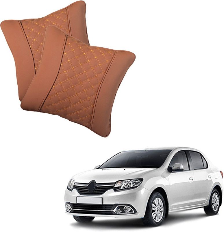 AutoFurnish Brown Leatherite Car Pillow Cushion for Renault  (Rectangular, Pack of 2)