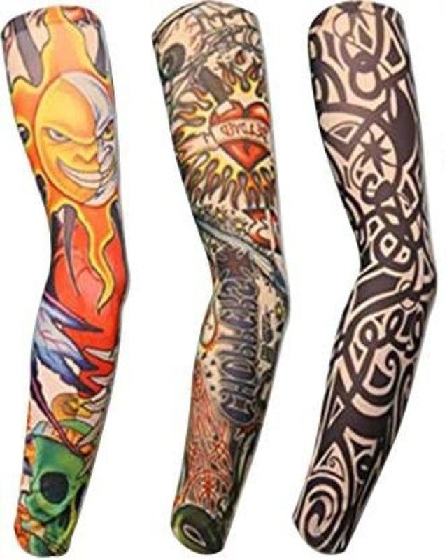 Zhunmun Nylon Arm Sleeve For Men & Women With Tattoo  (L, Multicolor)
