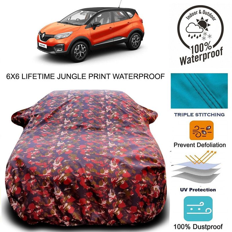 MoTRoX Car Cover For Renault Captur (With Mirror Pockets)  (Red, Green)