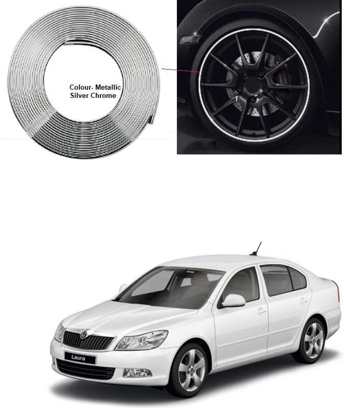 PRTEK ar Beading Exterior Chromium Plated (Colour Chrome Silver) for Exterior Rim, Grill, Headlight, Back Light, Wheel, Hub, Stickon A202 Car Beading Roll For Grill and Garnish Cover  (5 m)
