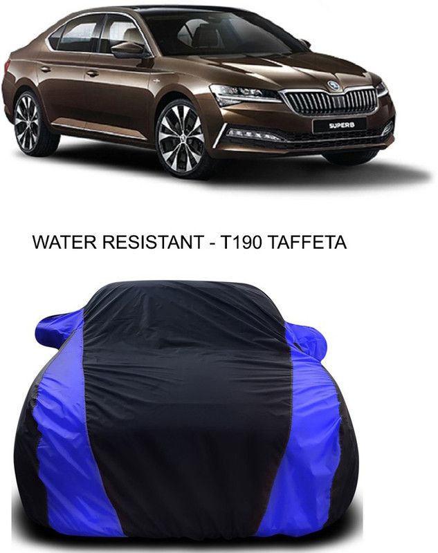 Ascension Car Cover For Skoda Superb Facelift (With Mirror Pockets)  (Black, Blue)