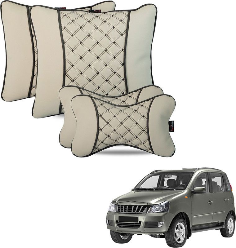 AutoFurnish Beige Leatherite Car Pillow Cushion for Mahindra  (Rectangular, Pack of 4)
