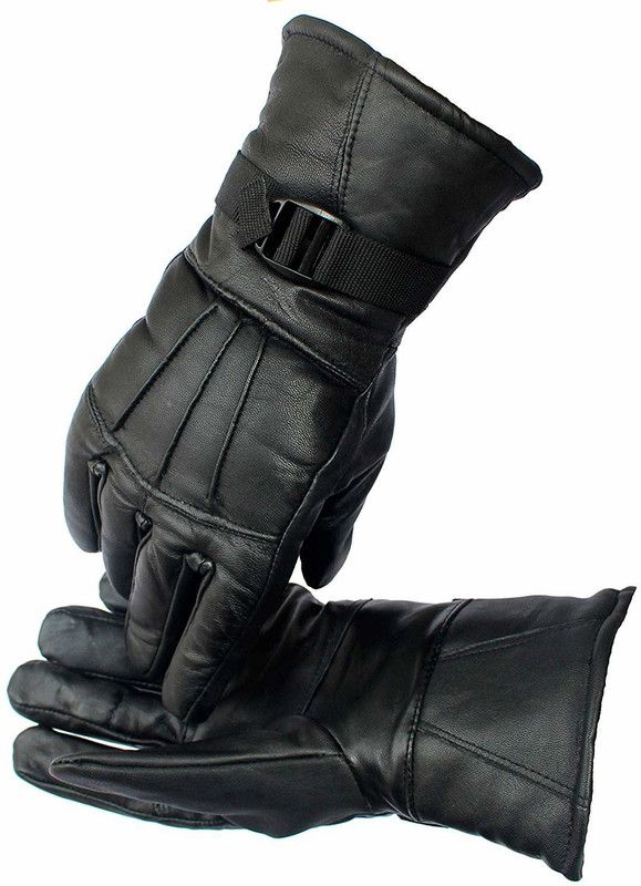 AlexVyan Special Leather Air Proof Warm Winter Gloves Motorcycle Protective Riding Gloves  (Black)