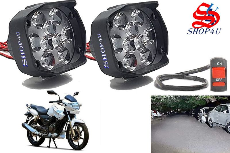 SHOP4U Waterproof 9 LED Fog Light with Switch for TVS Apache RTR 180 Headlight Motorbike LED for TVS (12 V, 15 W)  (Apache RTR 220, Pack of 3)
