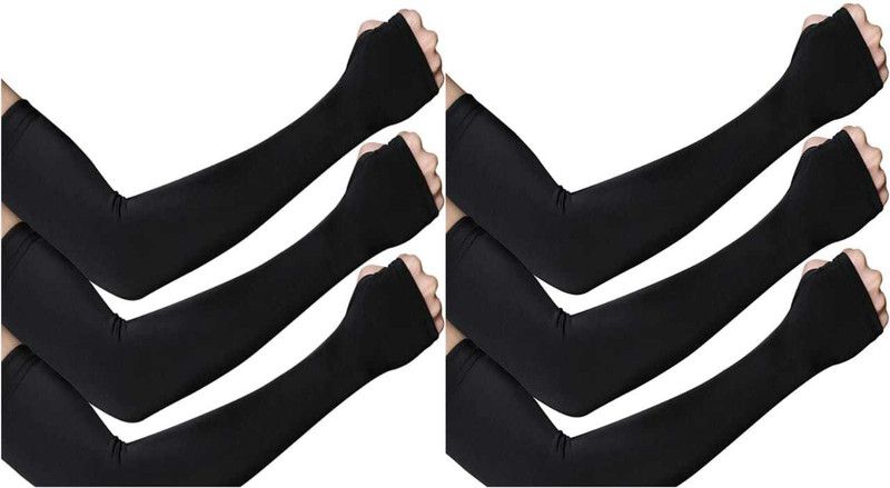 lets slim Nylon Arm Sleeve For Boys & Girls  (Free, Black)