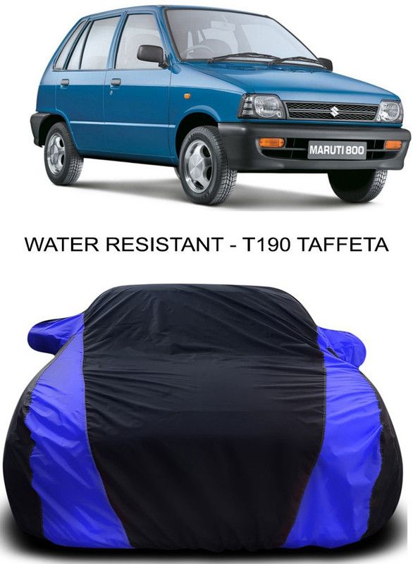 Ascension Car Cover For Maruti Suzuki 800 (With Mirror Pockets)  (Black, Blue)