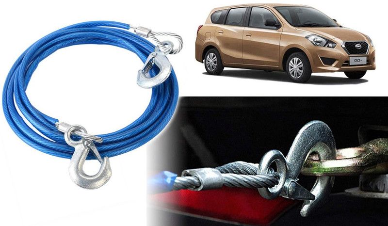Selifaur DT61 - 12mm Heavy Duty 4Mtr 8000kgs Car Auto Full Steel Towing Tow Cable Rope For Go Plus 4 m Towing Cable  (Steel, Plastic, 8000 kg Pull Capacity)