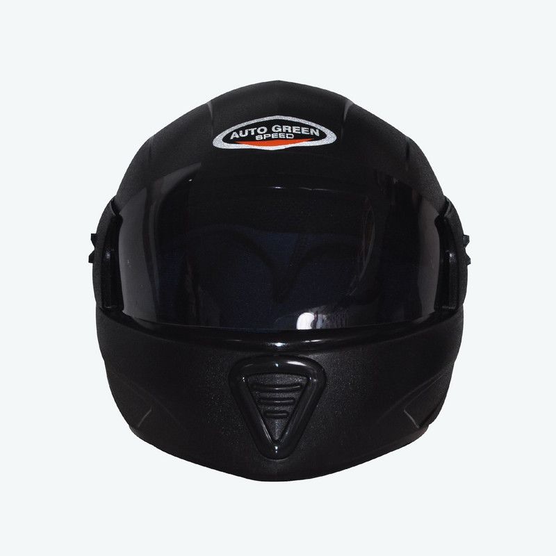 AutoGREEN Full Face Plain Motorbike Helmet  (Black)