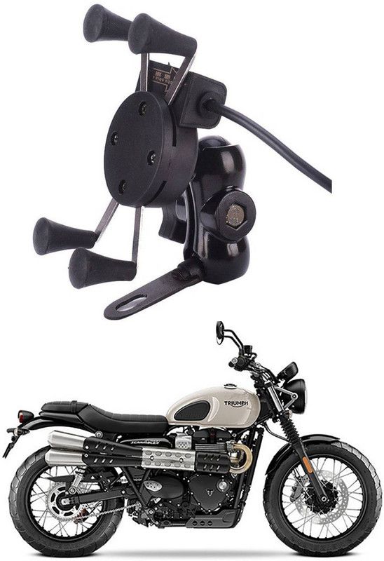 Enfield Works X-Grip Mobile Holder With USB Charger For Bike EW-2616 Bike Mobile Holder  (Black)