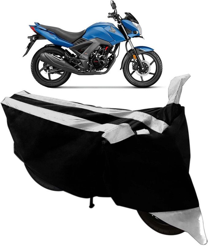 Purpleheart Two Wheeler Cover for Universal For Bike  (Black, Silver)
