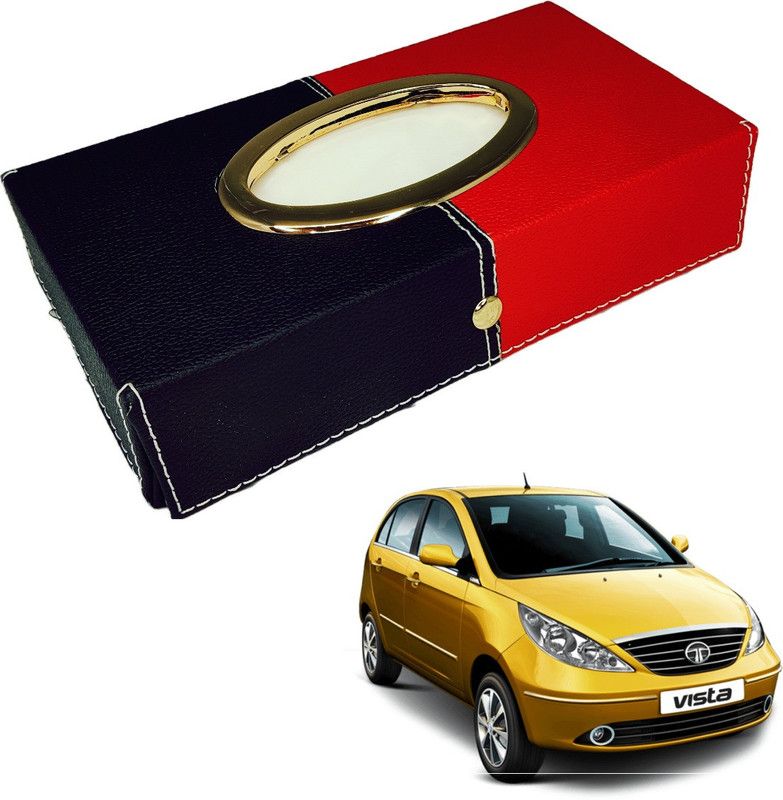 MOCKHE Chrom-Black-Red Tisue Box Leatherete-458 Vehicle Tissue Dispenser  (Black, Red)