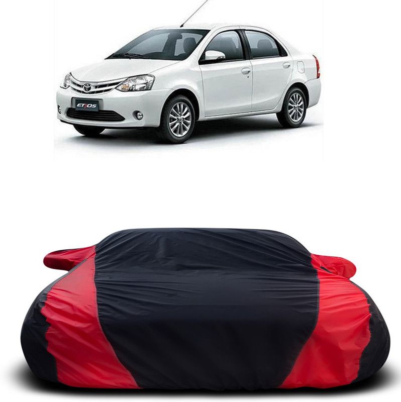 Ascension Car Cover For Toyota Etios (With Mirror Pockets)  (Black, Red)