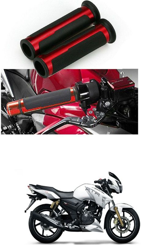 PRTEK 7/8 Handle Bar CNC Aluminum Rubber Handlebar Hand Grips 67 Handle Bar Grip For TVS Apache RTR 180  (Pack of 2)