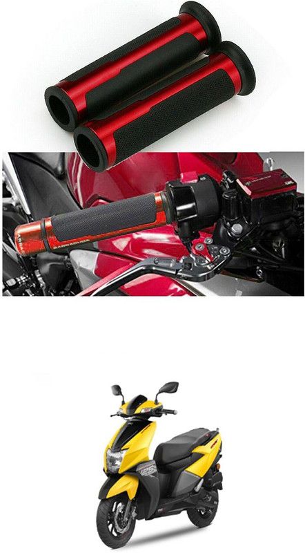 PRTEK 7/8 Handle Bar CNC Aluminum Rubber Handlebar Hand Grips 21 Handle Bar Grip For TVS NA  (Pack of 2)