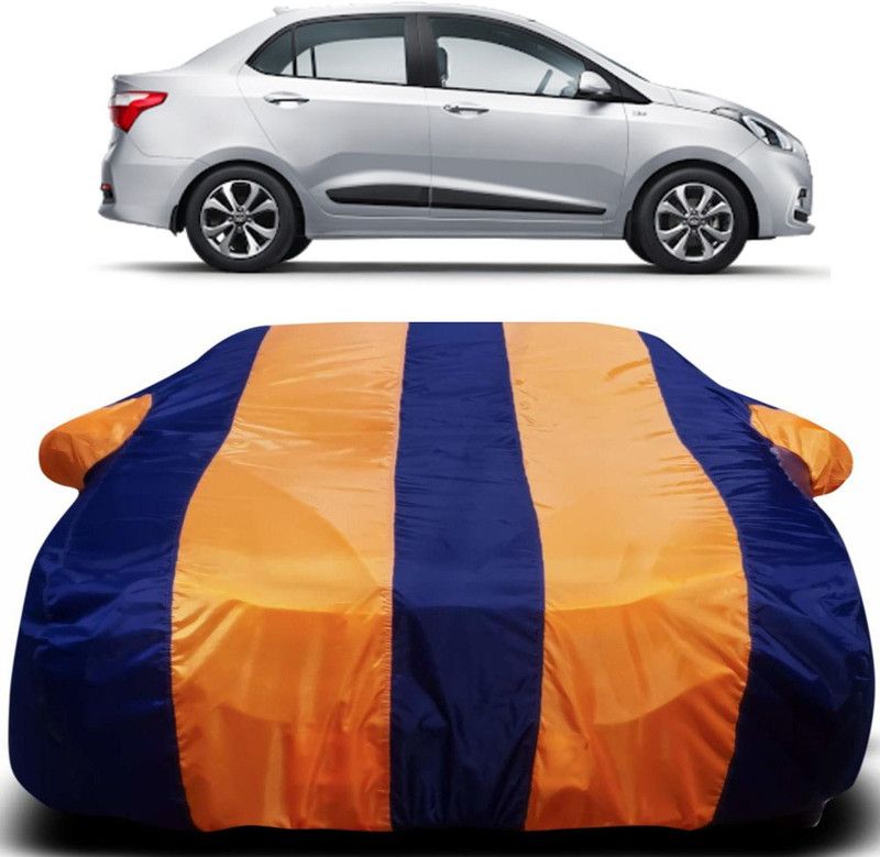 Genipap Car Cover For Hyundai Xcent (With Mirror Pockets)  (Orange, Blue)