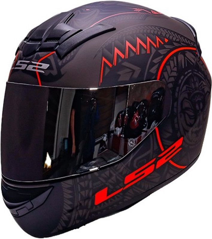 LS2 FF352 Takaroa Motorbike Helmet  (Matt Black, Red)