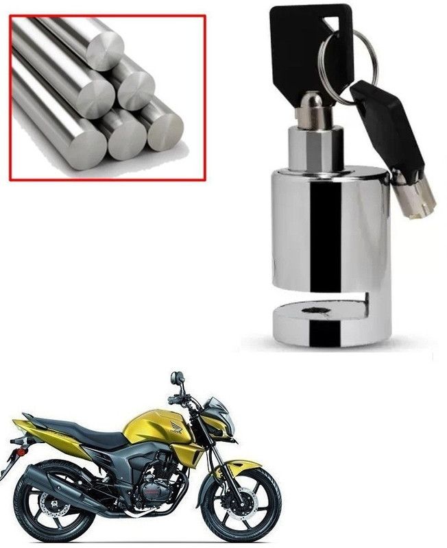 SRPHERE Heavy Duty Disc Brake Lock Anti-Theft Stainless Steel 7mm Pin Wheel Locking Bike Safety Anti-Theft Safety Waterproof For Honda Unicorn Dazzler Disc Lock  (Silver)