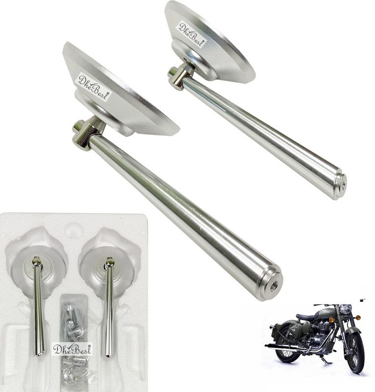 Dhe Best Manual Rear View Mirror For Royal Enfield Battle green  (Right)