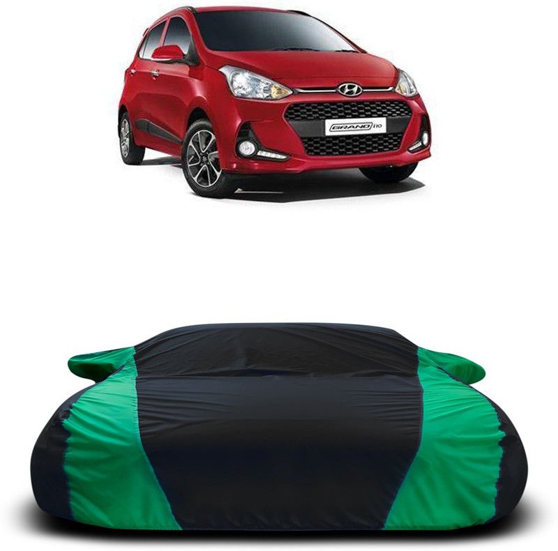 Ascension Car Cover For Hyundai Grand i10 (With Mirror Pockets)  (Black, Green)