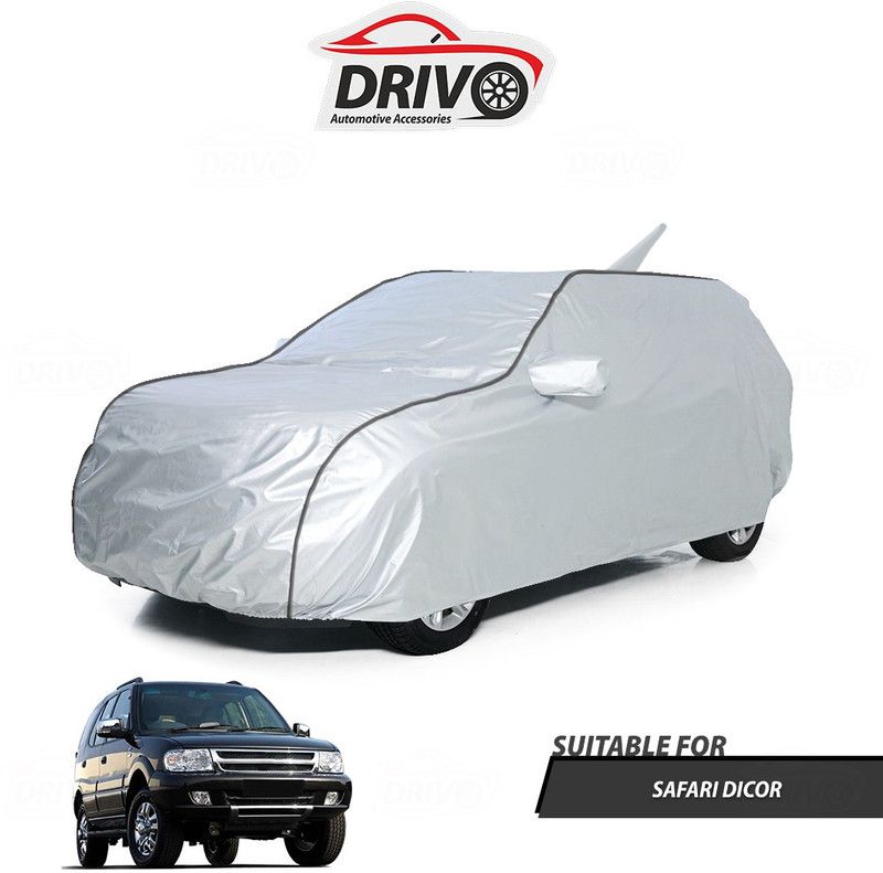 Drivo Car Cover For Tata Safari Dicor (With Mirror Pockets)  (Silver)
