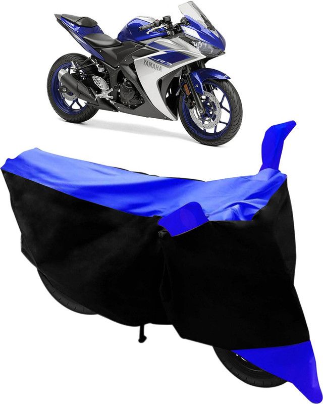 Purpleheart Two Wheeler Cover for Yamaha  (YZF R25, Black, Blue)