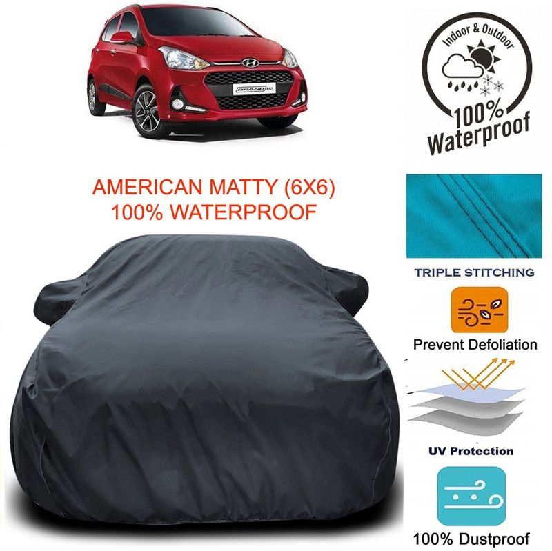 AutoBurn Car Cover For Hyundai Grand i10 (With Mirror Pockets)  (Grey)