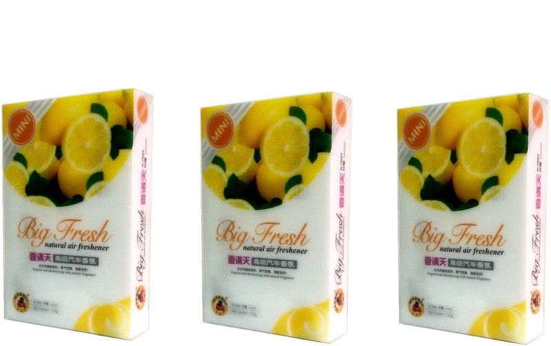 Big Fresh - Car Perfume - Under Seat Gel Based Air Freshener - Dry Wax, No Spill, Deodorizing with Natural Fragrance - (3 Units - Lemon) Blocks, Gel  (3 x 33.33 g)