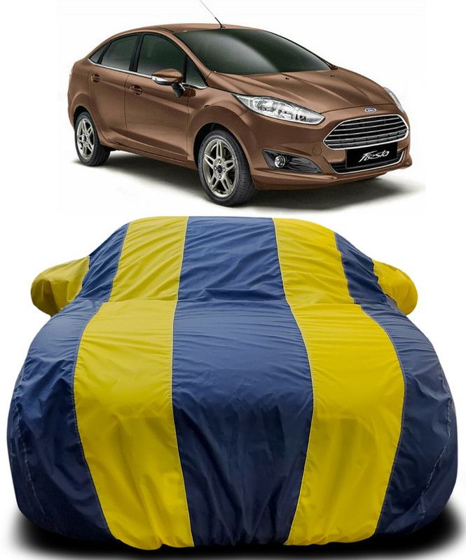 NUMBOR ONE Car Cover For Ford Fiesta (With Mirror Pockets)  (Blue, Yellow)