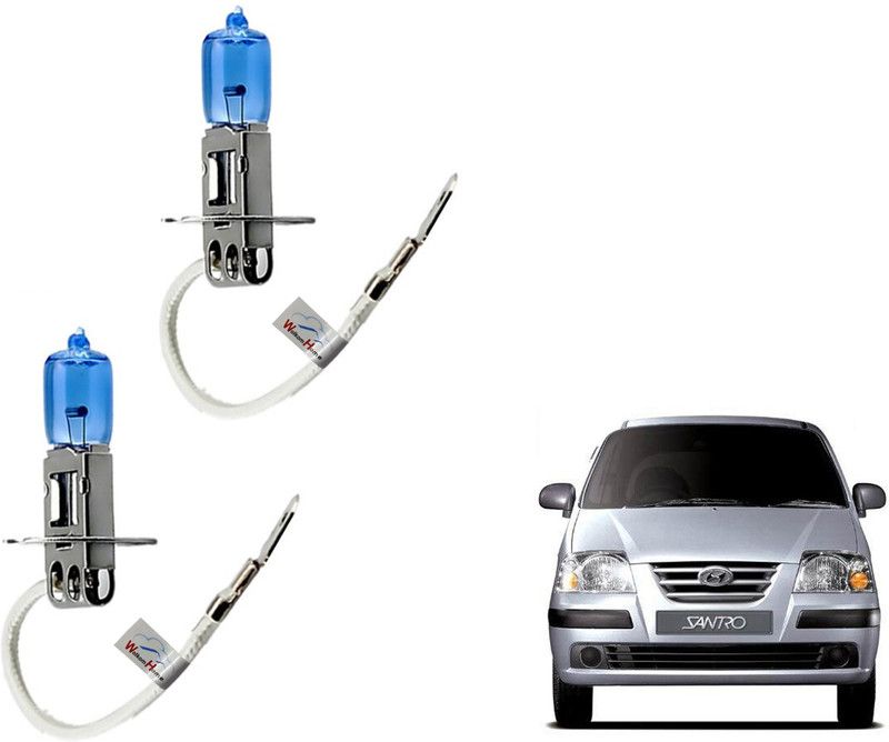 WolkomHome Car H3 halogen headlight Fog lamp bulb 12V - 100W 5000K Cool Blue Ultimate White for Hyundai Santro Headlight Car Halogen for Hyundai (12 V, 100 W)  (Santro, Pack of 2)