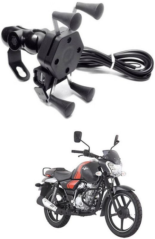 Enfield Works X-Grip Mobile Holder With USB Charger For Bike EW-844 Bike Mobile Holder  (Black)