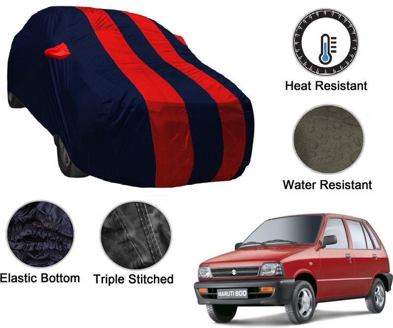 NIKS Car Cover For Maruti Suzuki 800 (With Mirror Pockets)  (Blue, Red)