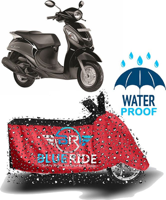 BLUERIDE Two Wheeler Cover for Yamaha  (Fascino, Red, Black)