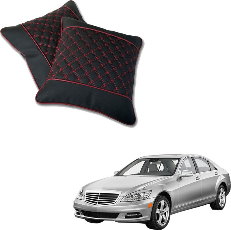 AutoFurnish Black, Red Leatherite Car Pillow Cushion for Mercedes Benz  (Square, Pack of 2)