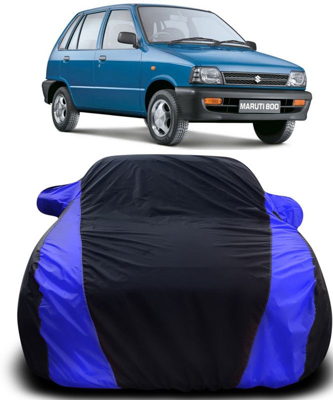 NUMBOR ONE Car Cover For Maruti Suzuki 800 (With Mirror Pockets)  (Black, Blue)