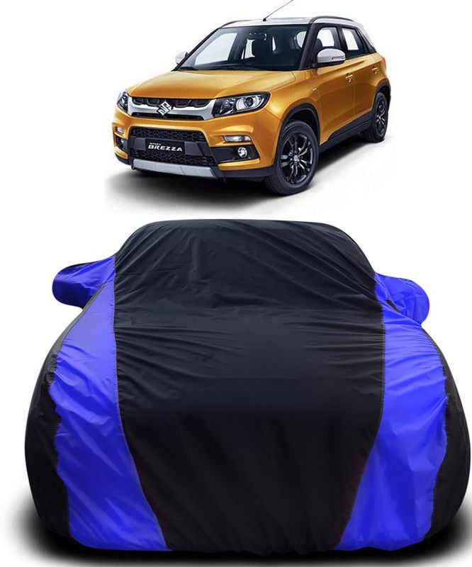 THE REAL ARV Car Cover For Maruti Suzuki Vitara Brezza (With Mirror Pockets)  (Black, Blue)