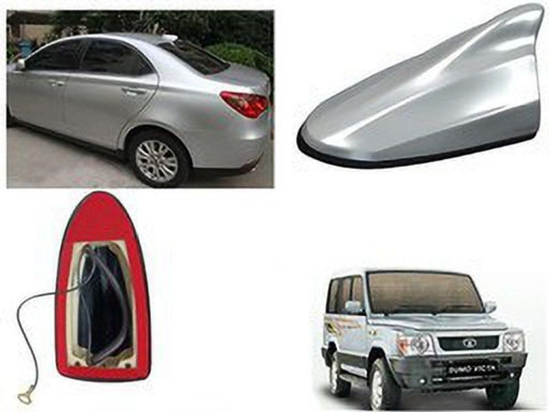 EXCHANGE CARTRENDING Antena-Slvr-Tata Sumo Grande Shark Fin Roof top Signal Receiver AM/FM Antenna for Tata Sumo Whip Vehicle Antenna