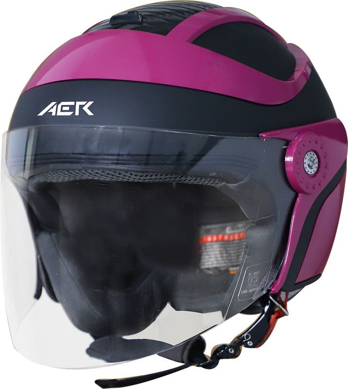 Steelbird AER Open Face Helmet, ISI Certified Helmet in Glossy Black Pink Motorbike Helmet  (Glossy Black Pink with Clear Visor)