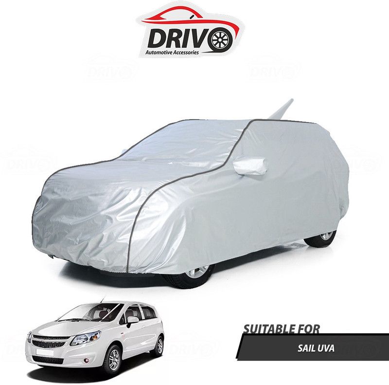 Drivo Car Cover For Chevrolet Sail UVA (With Mirror Pockets)  (Silver)