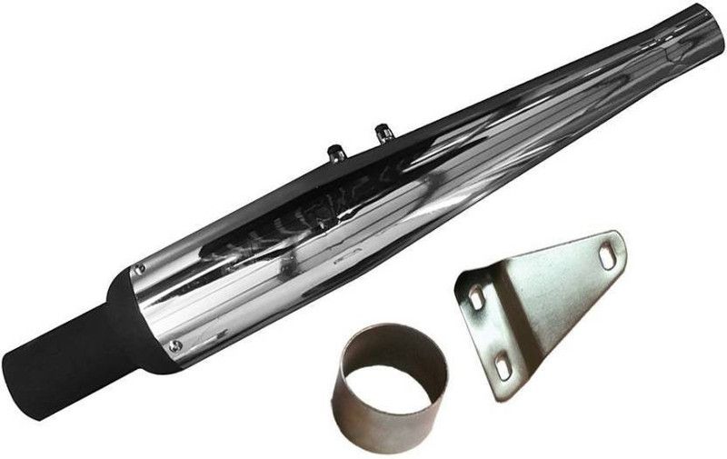 Dhe Best Goldstar/Gold star Front Black Glasswool/Filter Exhaust Silencer Royal Enfield 500 EFI Full Exhaust System  (Mild Steel)