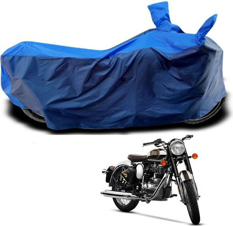 THE REAL ARV Waterproof Two Wheeler Cover for Royal Enfield  (Classic 500, Blue)