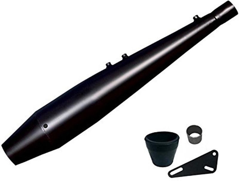 Dhe Best Reversecone Full Black Glasswool/Filter Exhaust Silencer Royal Enfield Classic Chrome Royal Enfield Classic Chrome Full Exhaust System  (Mild Steel)