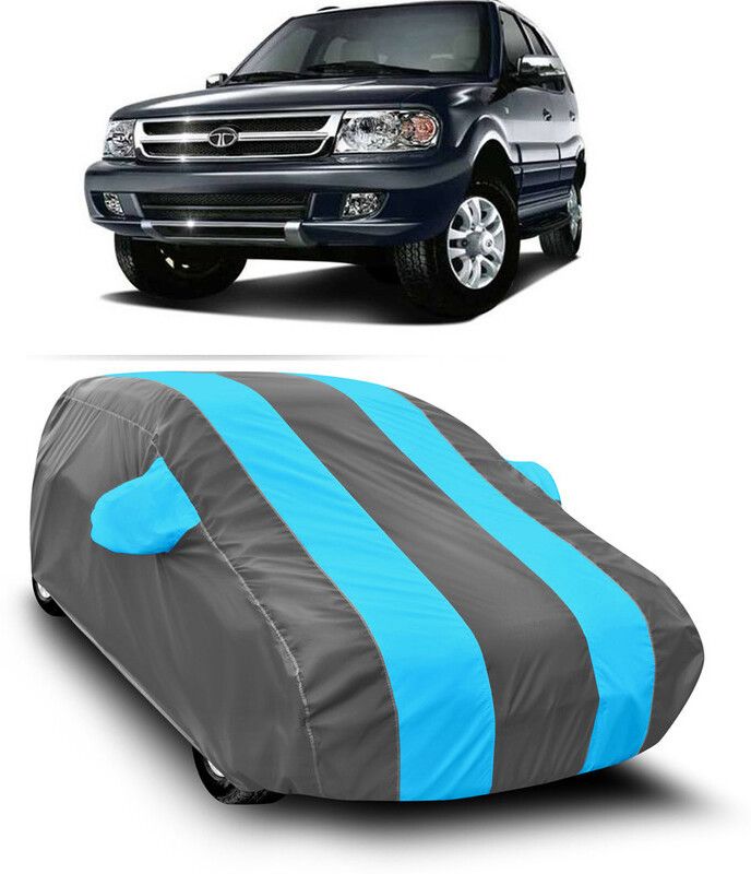 AutoTiger Car Cover For Tata Safari Dicor (With Mirror Pockets)  (Grey, Blue)