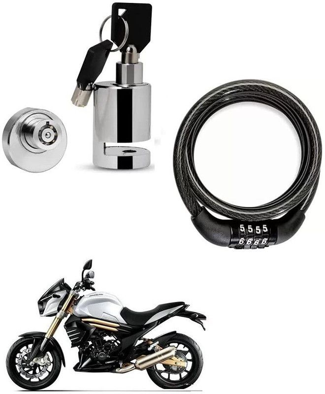 AS TRADERS Heavy Duty Disc Brake Lock with Heavy Number Lock for Mahindra Mojo Disc Lock, Cable Lock  (Black, Silver)