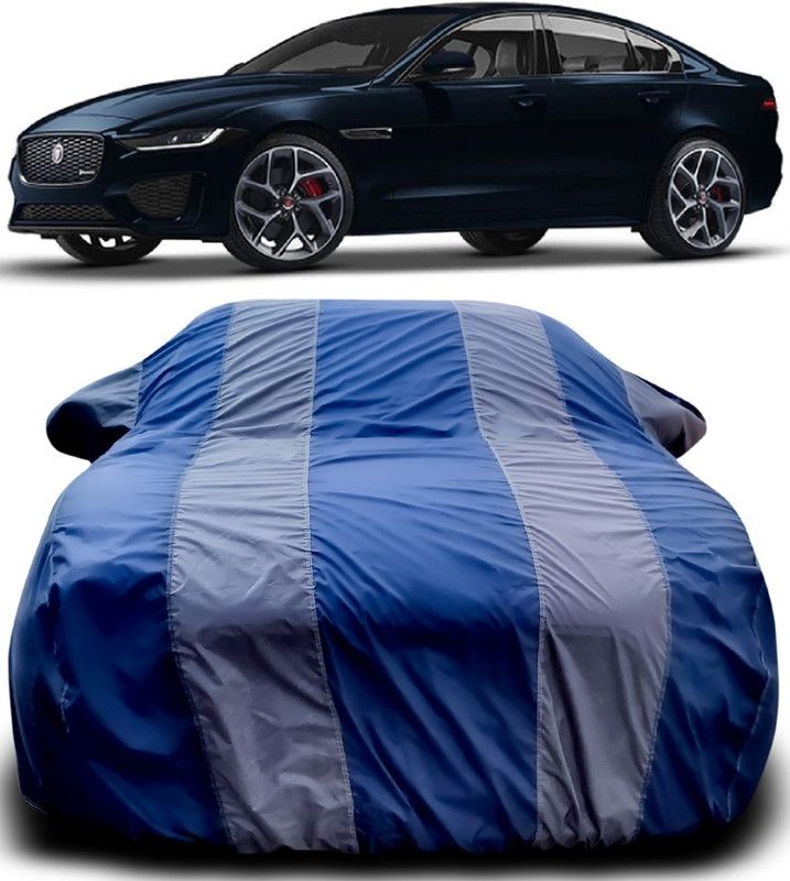 Genipap Car Cover For Jaguar XF (With Mirror Pockets)  (Blue, Grey)