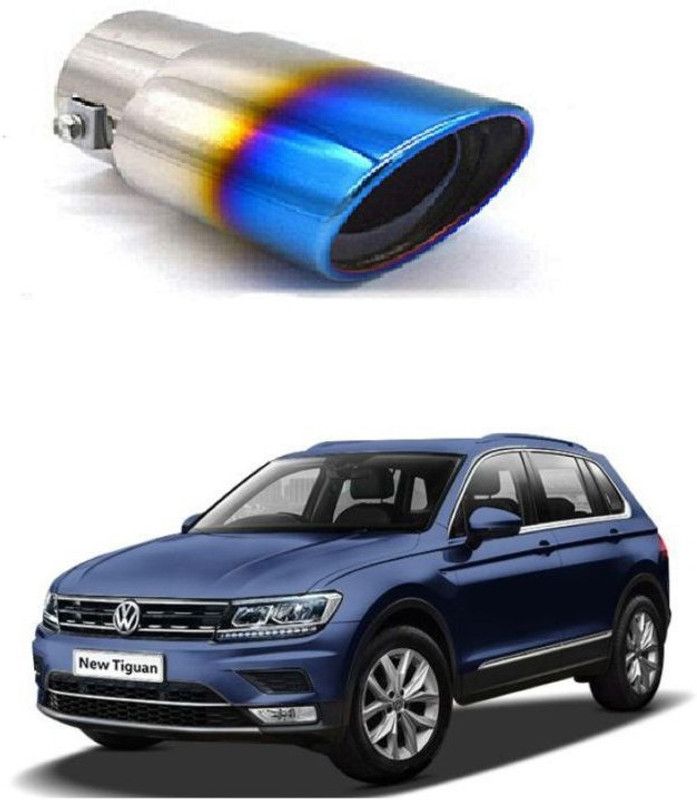 PRTEK Car Exhaust Silencer Tip Chrome Half Pipe Diameter 0052 Car Silencer  (Silencers tip Blue)