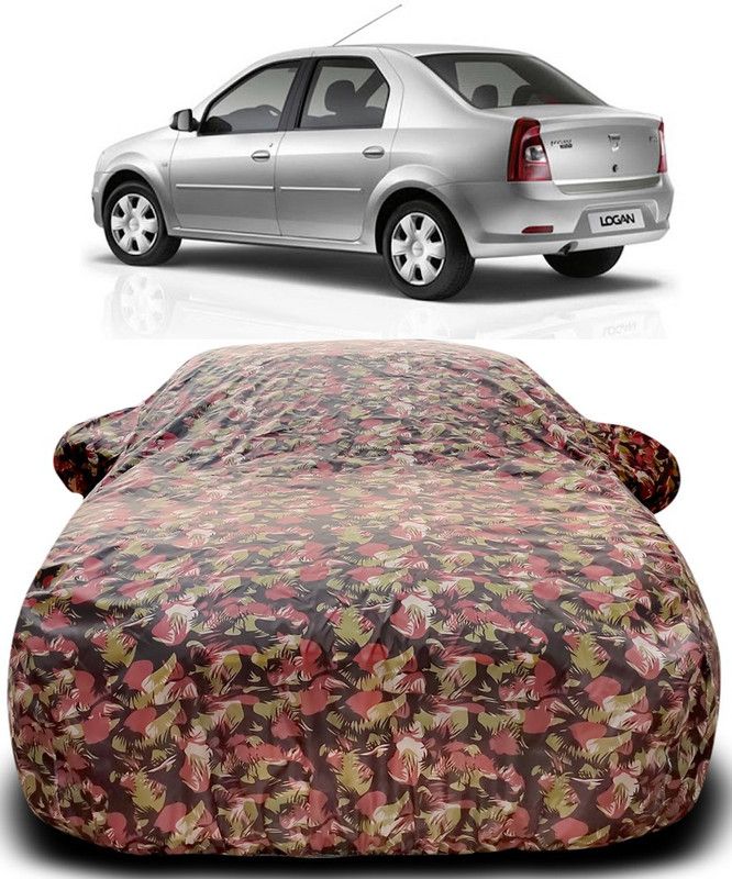 AutoBurn Car Cover For Mahindra Logan Edge (With Mirror Pockets)  (Green, Red)