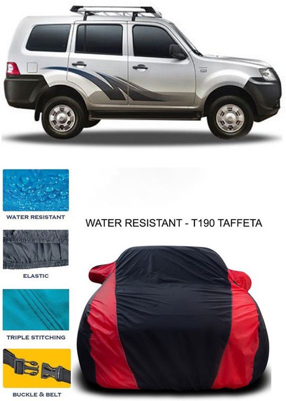 Genipap Car Cover For Tata Movus (With Mirror Pockets)  (Red, Black)
