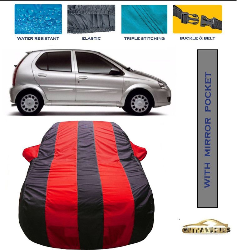 CANVAS HUB Car Cover For Tata Indica (With Mirror Pockets)  (Red, Blue)
