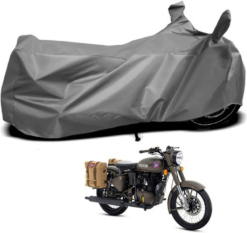 THE REAL ARV Waterproof Two Wheeler Cover for Royal Enfield  (Classic 350, Grey)