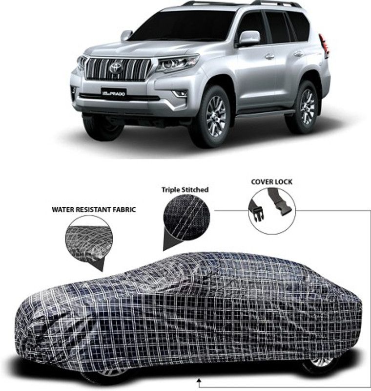 APNEK Car Cover For Toyota Prado (With Mirror Pockets)  (Grey, Black)